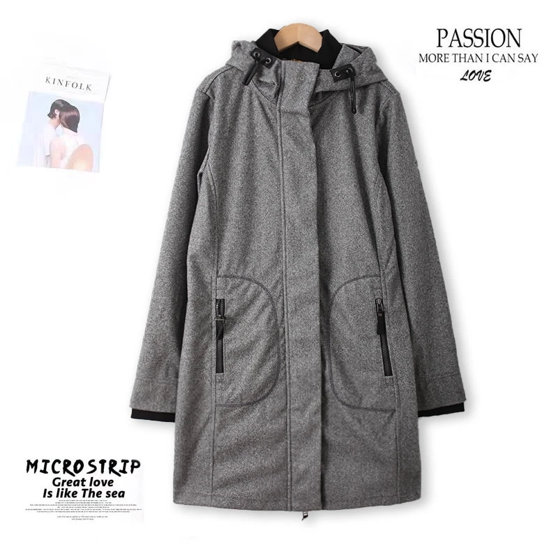 春季新款男士中长款外套人字纹连帽上衣AA055休闲日常通勤百搭