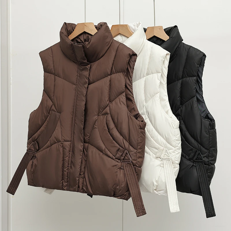 爆款立领马甲女加厚年新款百搭保暖背心拉链马夹上衣韩版