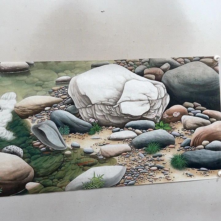 国画工笔画作品石来运转任海鲜画
