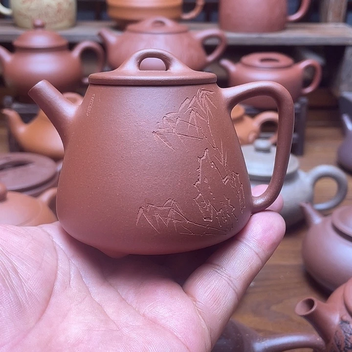 茶壶紫泥宜兴紫砂壶半手工高石瓢160cc