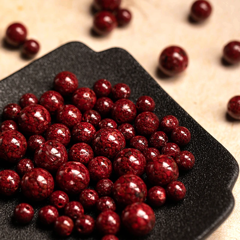 天然辰砂福一方晶体砂单颗散珠DIY手串小配件朱砂散珠