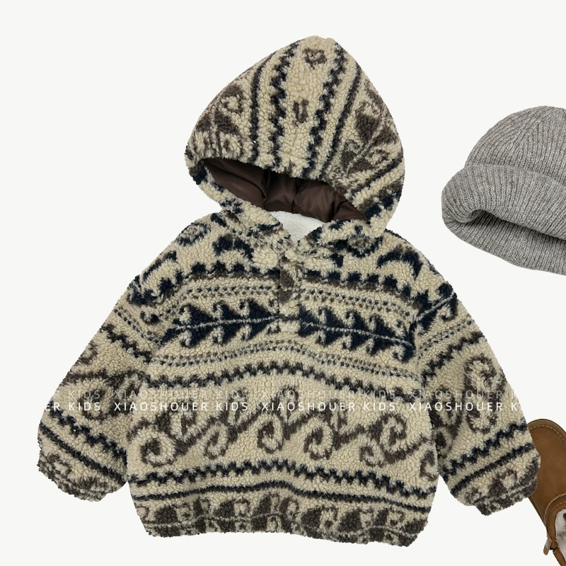 【小首尔】Q4现货-男童加绒加厚卫衣棉服连帽冬季保暖加厚HBB6623