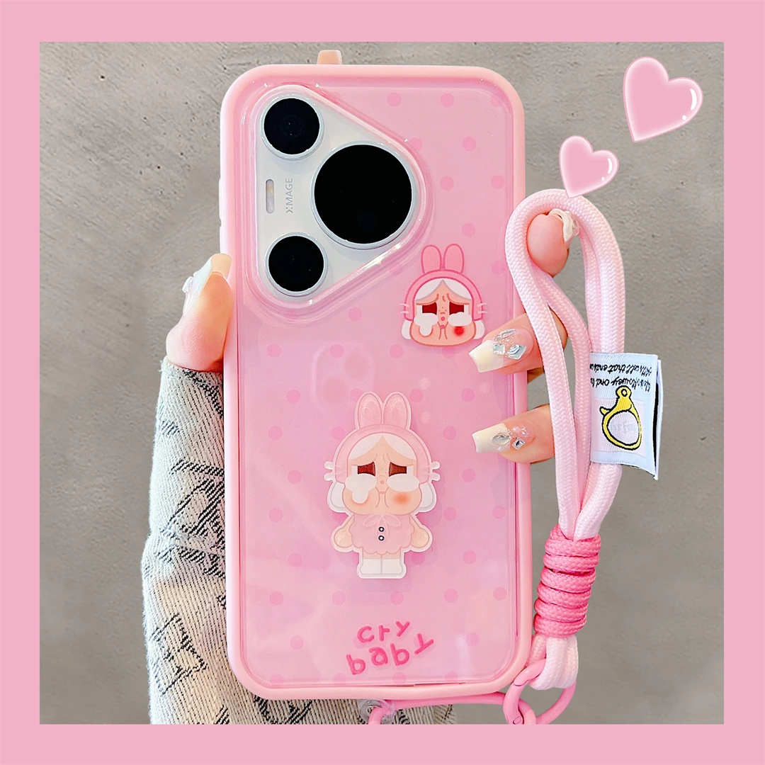 适用华为pura70pro+手机壳可爱卡通青蛙兔子头套哭娃mate70pro女