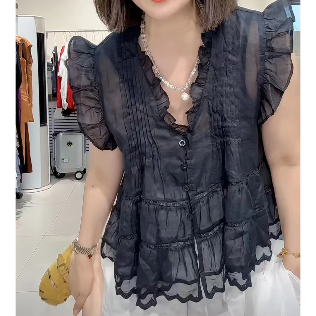今年流行穿搭2025夏季新款温柔风显瘦小衫休闲风减龄无袖衬衫上衣