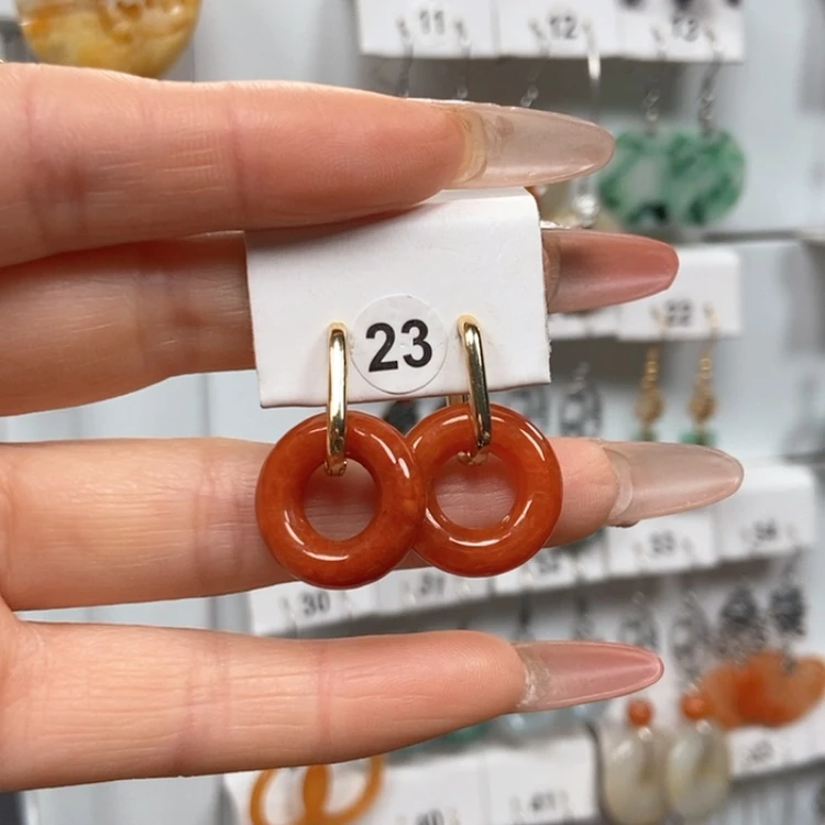 【闪购商品】翡翠耳饰银S925镀金镶嵌优化耳饰