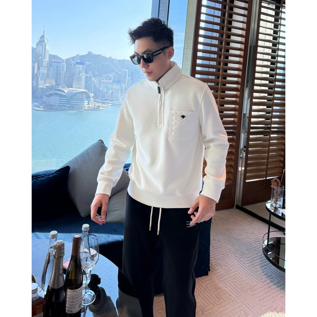 【半拉链蜜蜂】冬季羊毛混纺500g加绒加厚保暖长袖卫衣上衣外套