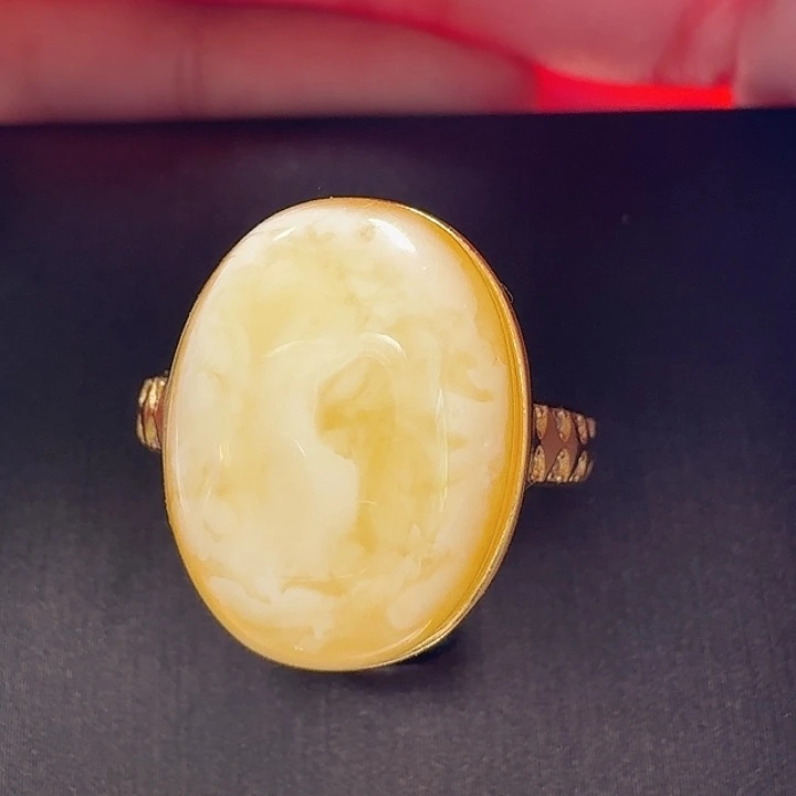 蜜蜡银S925镶嵌戒指戒指