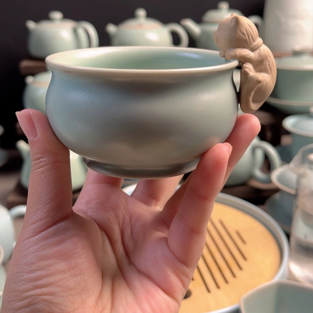 摆件陶瓷仿古釉缸杯原矿
