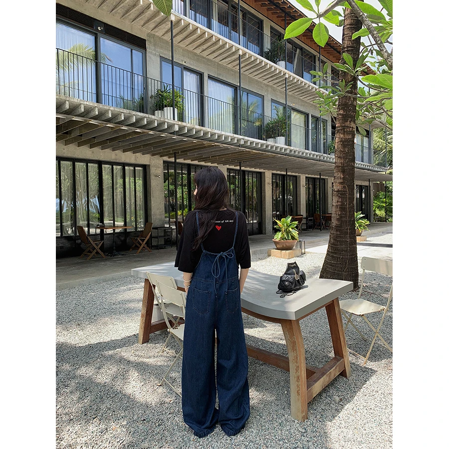 张贝贝 青春有你 长绒棉 日系减龄牛仔背带裤