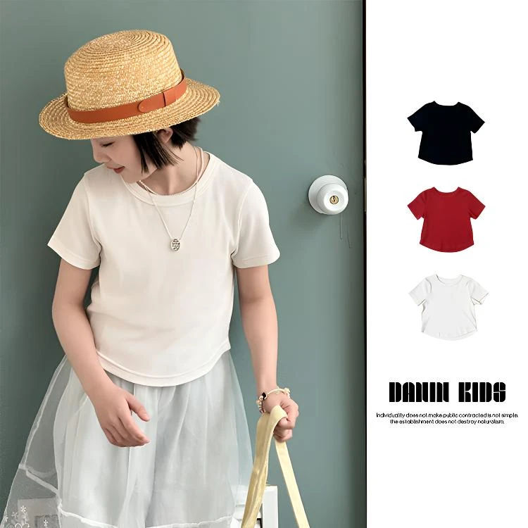 【嗒囜】女童夏装新款儿童韩版休闲短款修身短袖T恤上衣小女孩童装