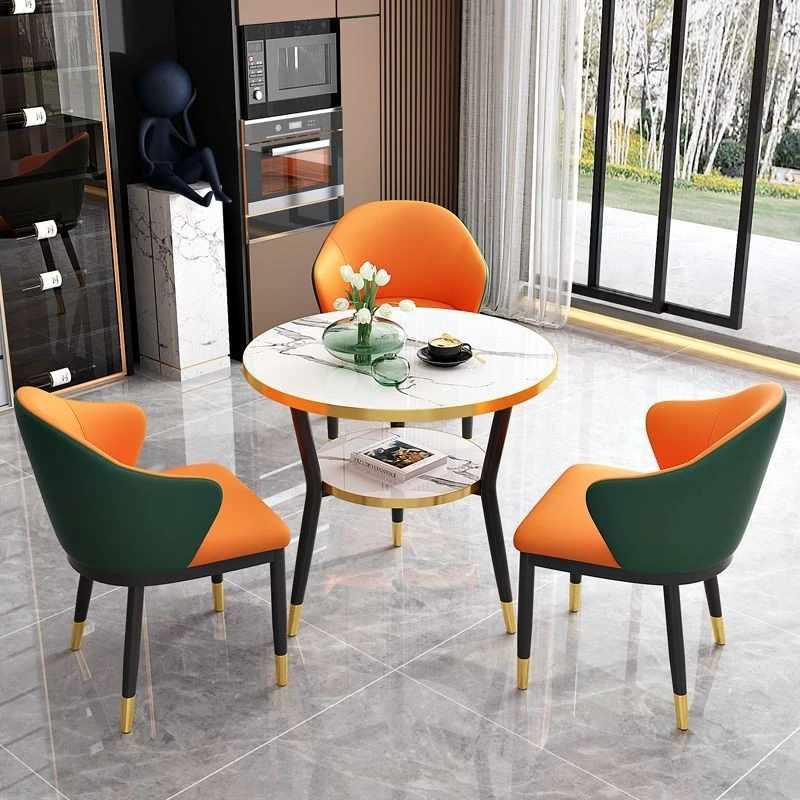 洽谈桌椅组合轻奢接待圆桌会客休闲双层办公商用套装阳台休闲桌椅