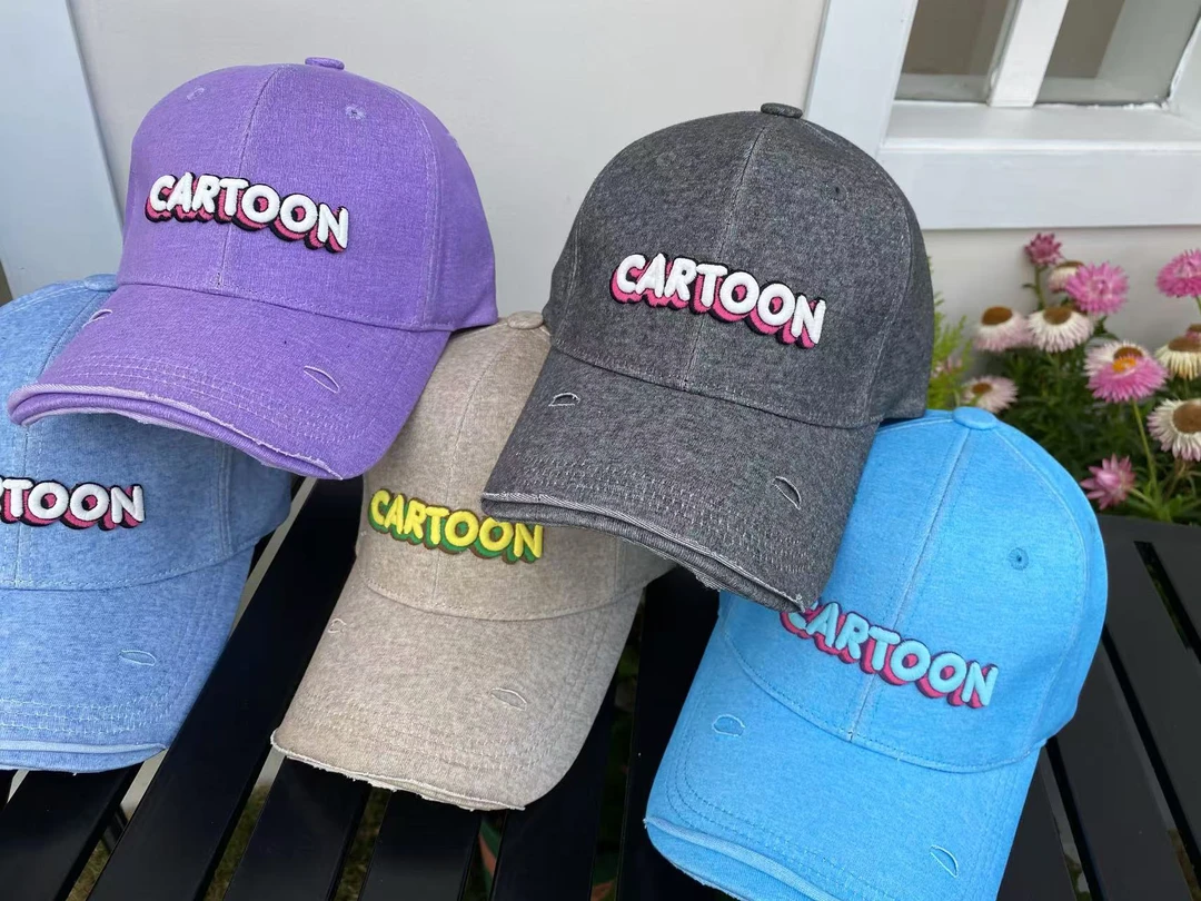 帽之都韩彩色字母毛边棒球帽