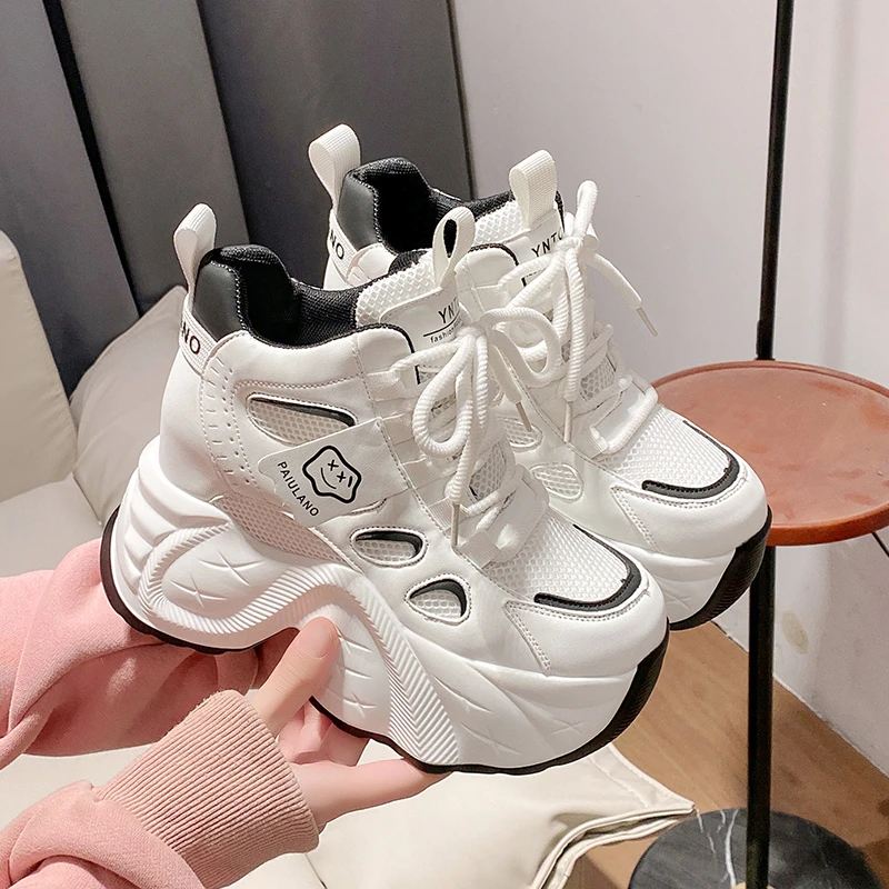 10cm小个子透气厚底老爹鞋女2025春季新款系带百搭增高休闲运动鞋