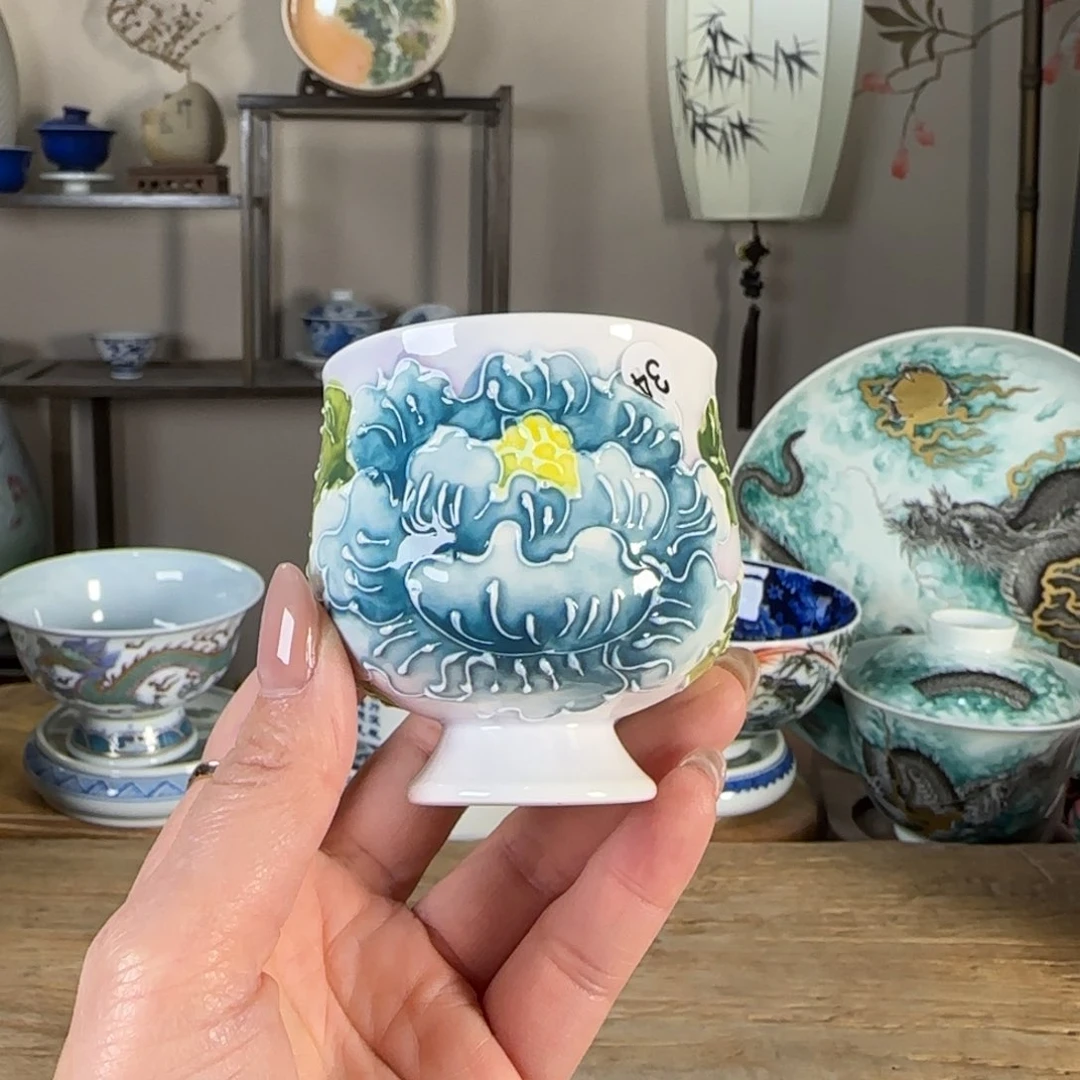 杯景德镇陶瓷柴烧多人