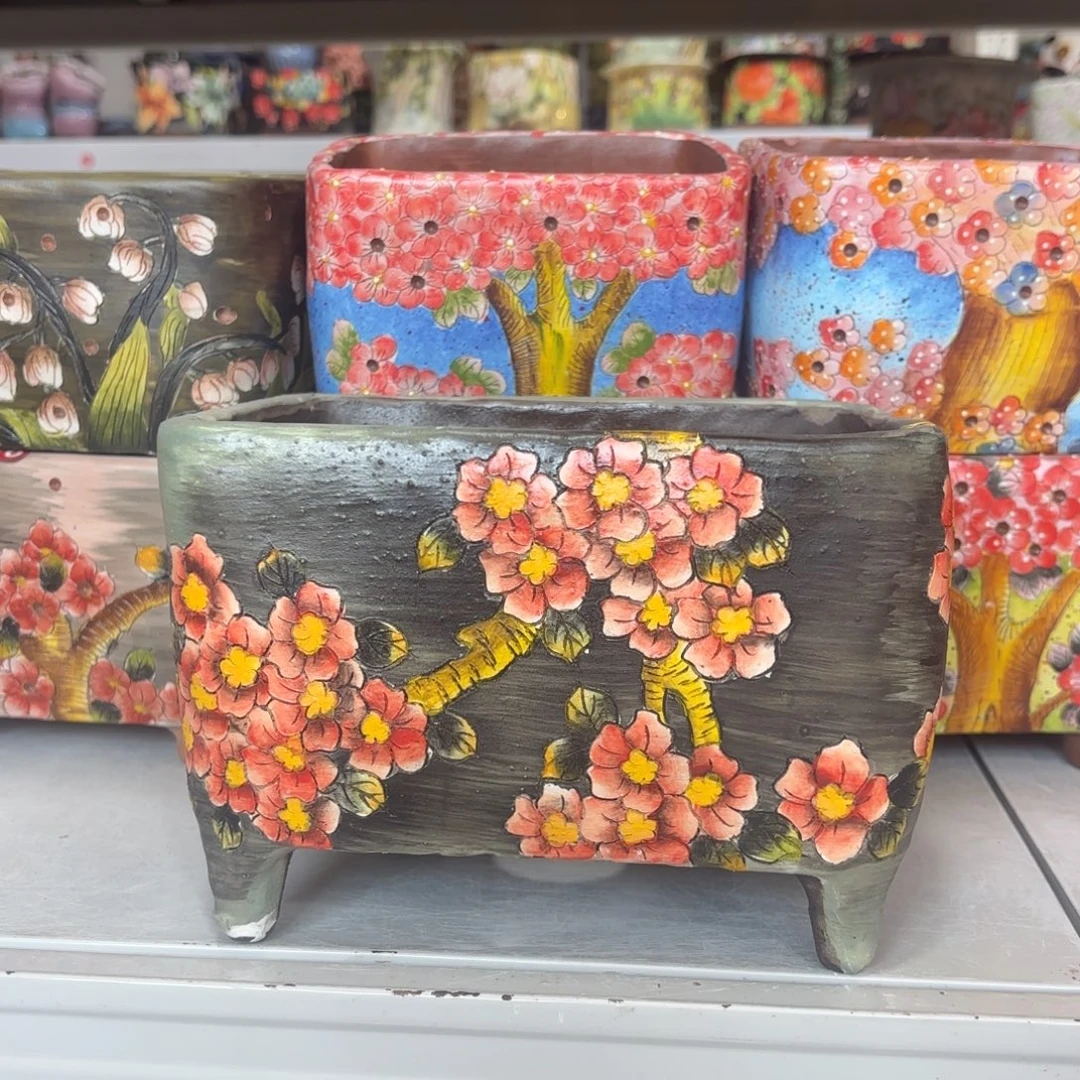 景德镇手绘花盆陶瓷18/13微瑕