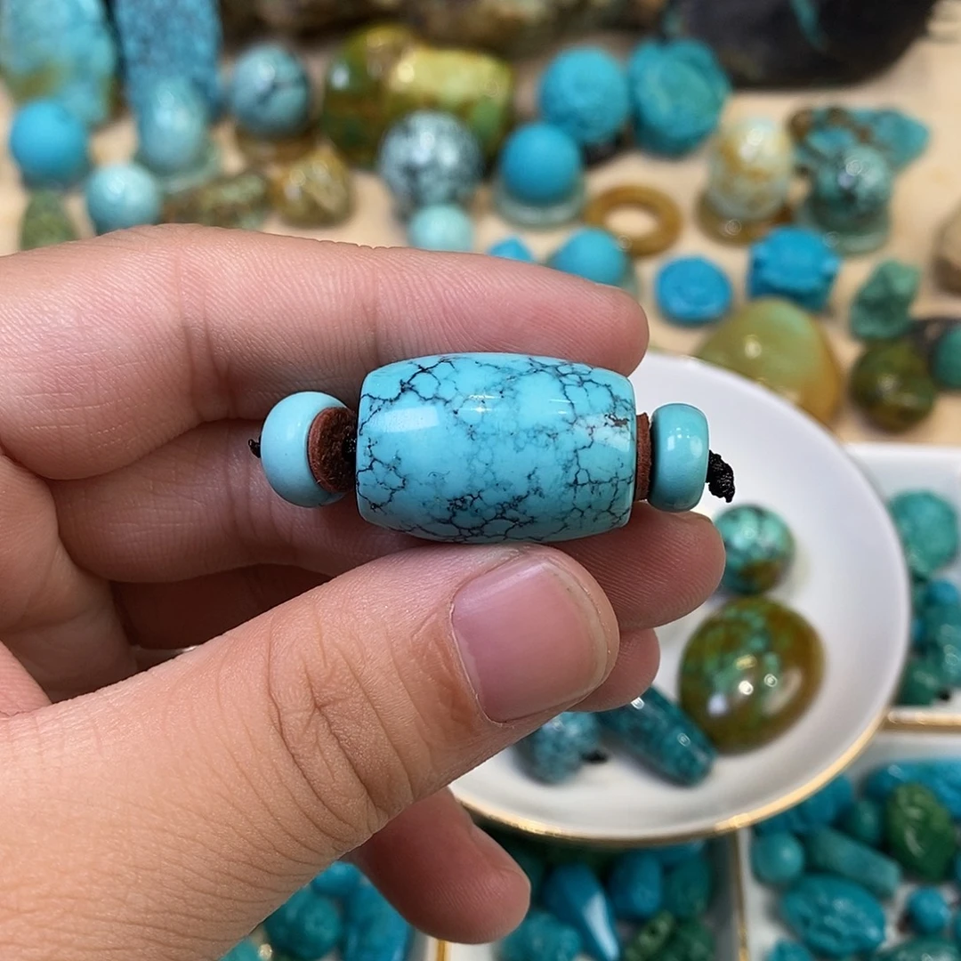 老***青绿松石未镶嵌桶珠