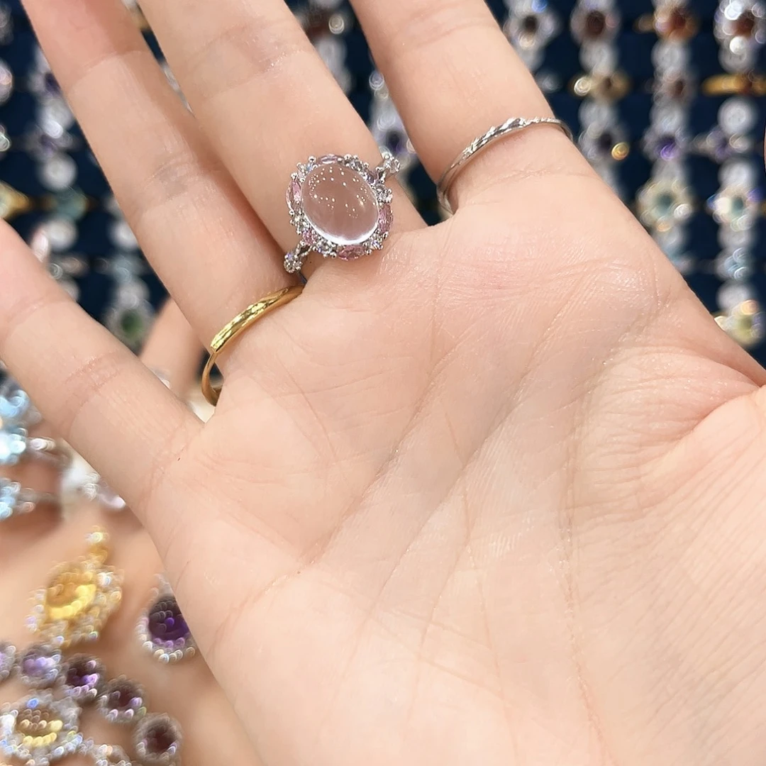 芙蓉石女款银S925镶嵌?戒指9