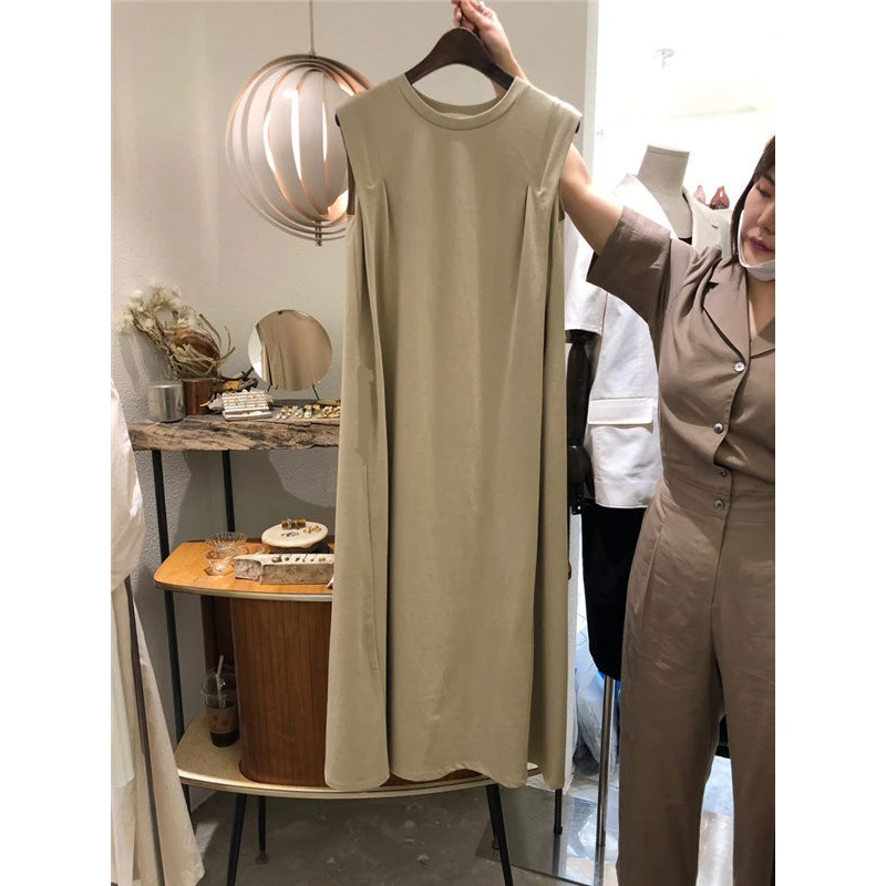 【2025夏季新品】6535棉 长款过膝无袖背心连衣裙女夏