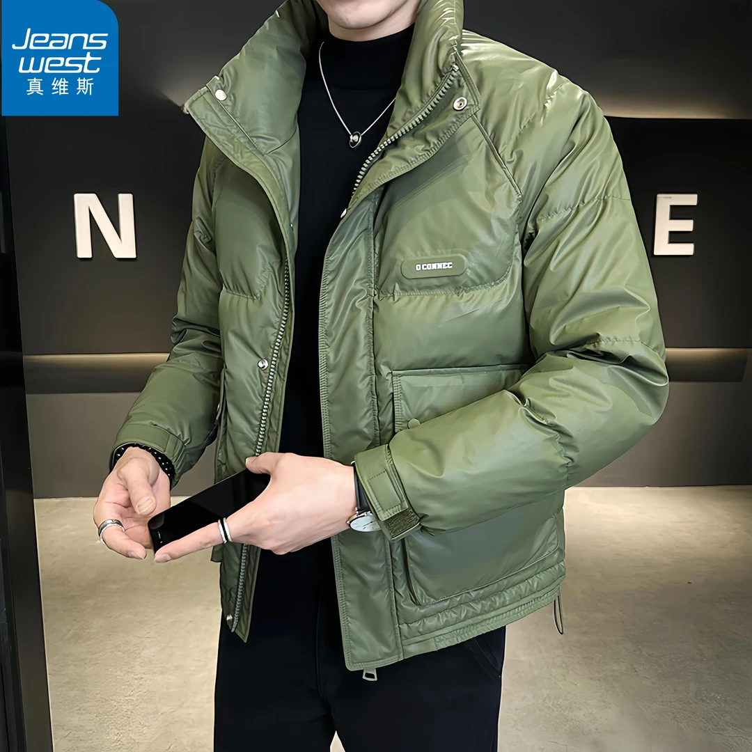 真维斯Jeanswest轻薄男士羽绒服冬季新款立领加厚防寒夹克外套潮
