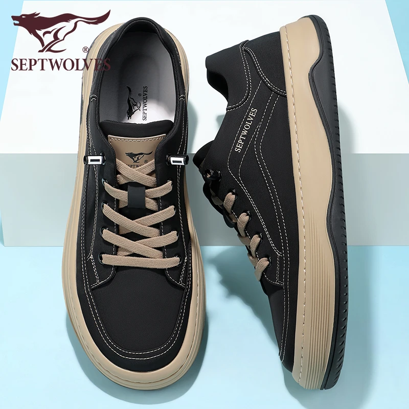 七匹狼日系休闲鞋2025秋季新款透气一脚蹬布鞋黑色增高复古风男鞋