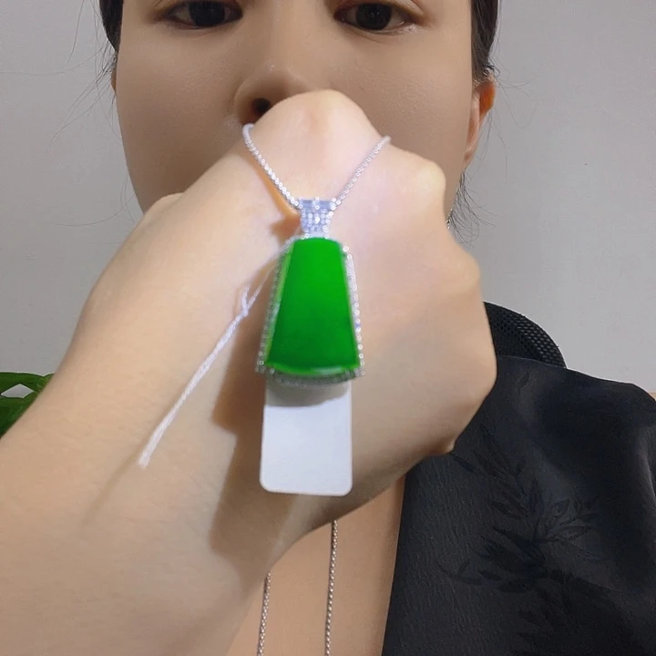 翡翠银S925镶嵌吊坠(不含链)