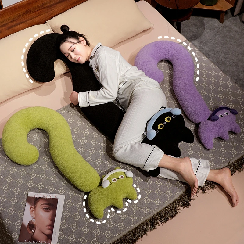 ins长条抱枕猫咪玩偶毛绒玩具公仔床上夹腿侧睡沙发抱枕娃娃拆洗