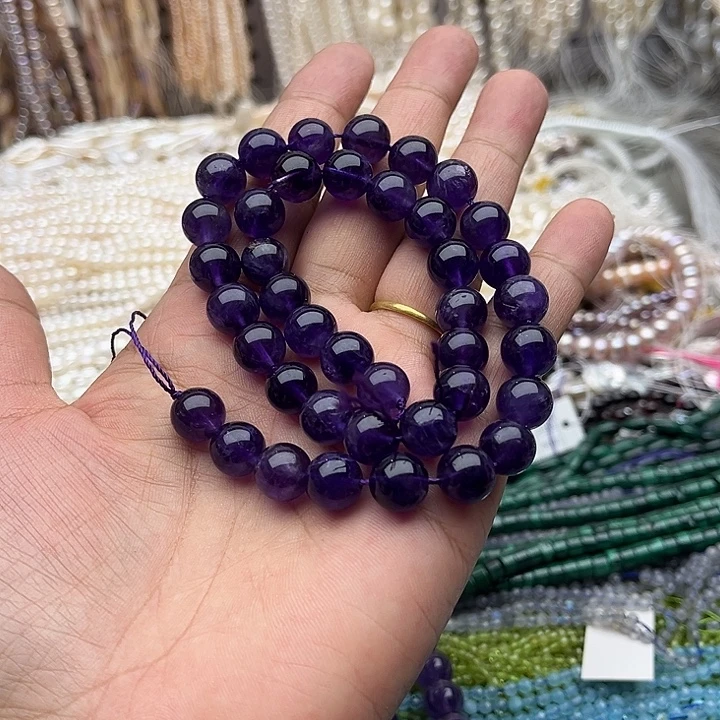 未镶嵌玛瑙/玉髓珠宝半成品一条10mm紫晶