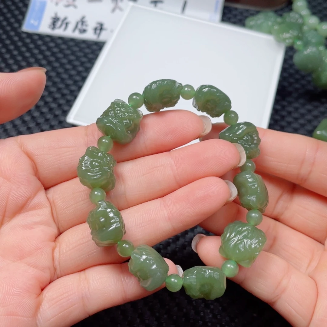 未镶嵌手链和田玉高货醒狮手串17
