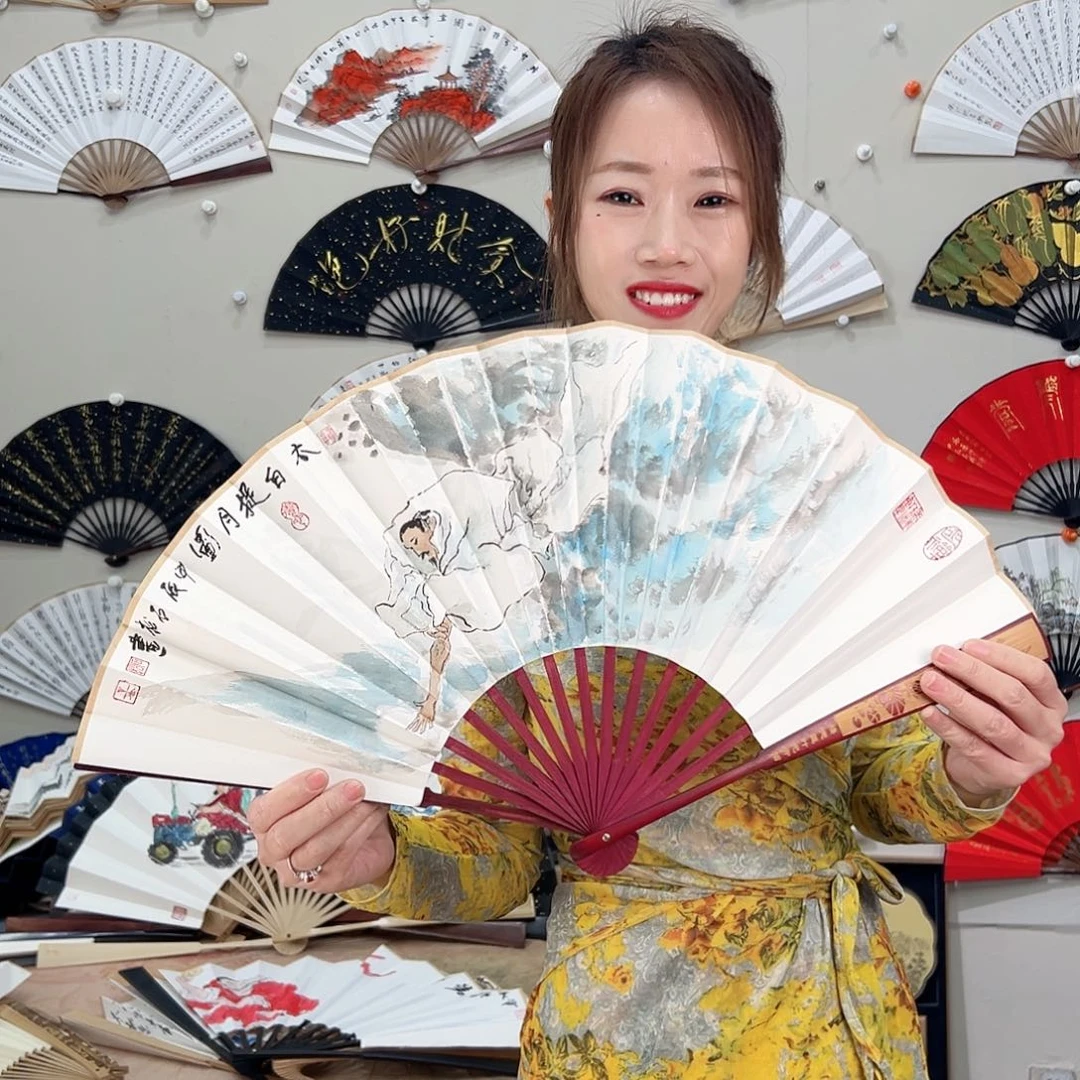 书法十寸玉竹-文玩扇-手写-粘好发出