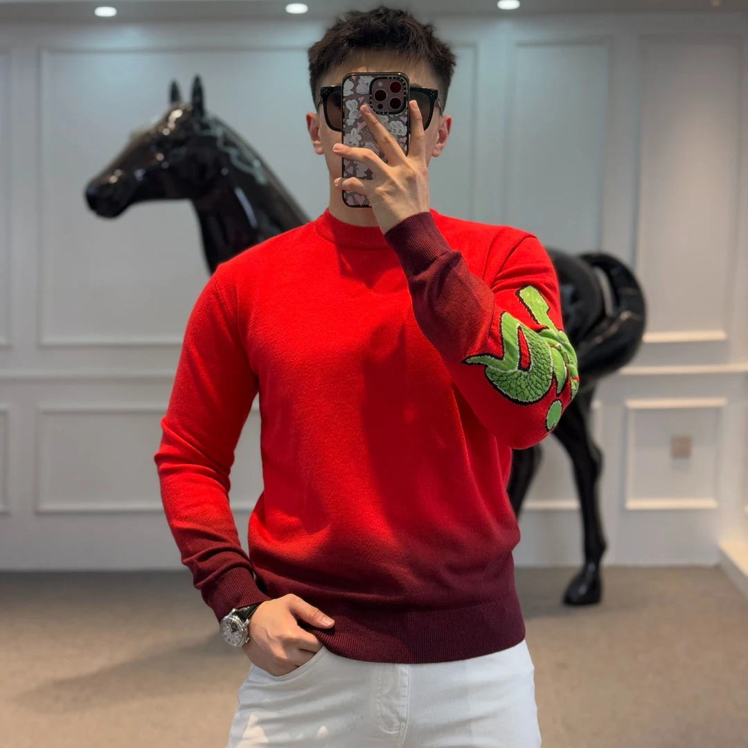古帝特尼>秋冬新款针织时尚情侣舒适百搭刺绣时尚圆领长袖YS-047