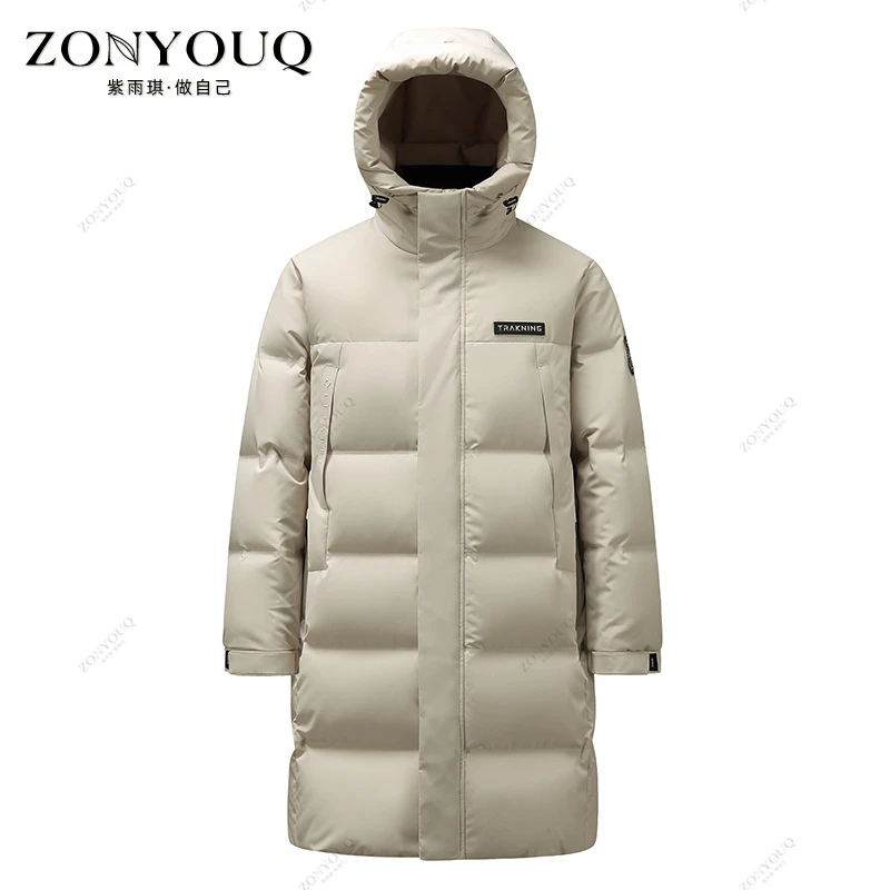 长款连帽羽绒服男冬季户外时尚潮流加厚保暖防风百搭商务休闲外套