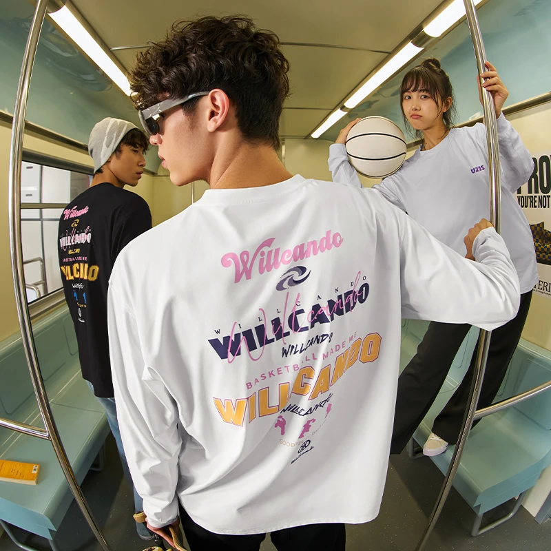 有志者UZIS缤纷美式印花长袖运动休闲上衣投篮训练跑步篮球T恤