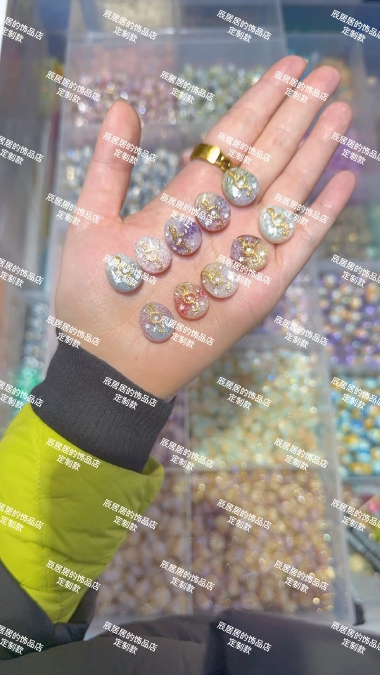 韩国家定制三色贝壳双面合金点彩音符异形珠通孔diy配件