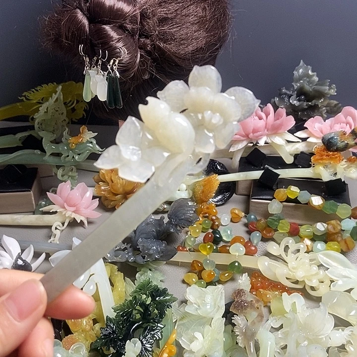 岫玉未镶嵌发簪发簪