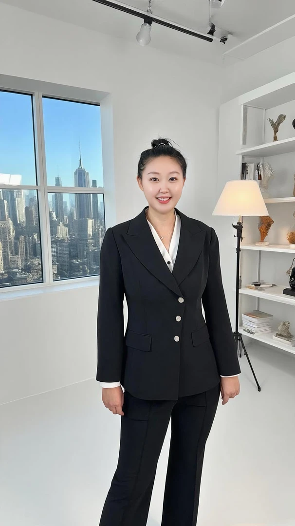 秋冬黑色高级感职业西装套装直筒裤商务工作服通勤正装