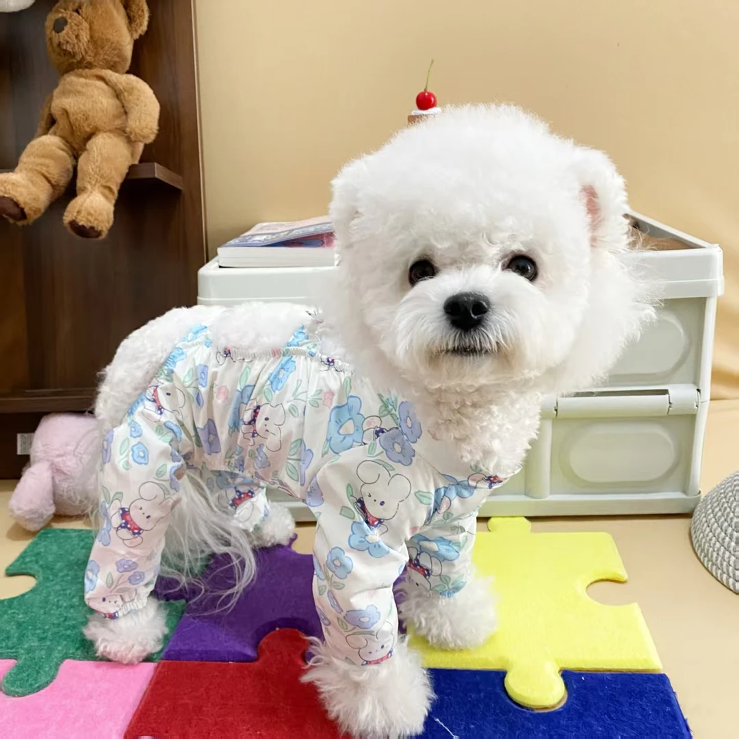 中小型犬春夏季薄款狗狗防尘衣遛弯专用裤防脏防尘四脚连体衣护腿