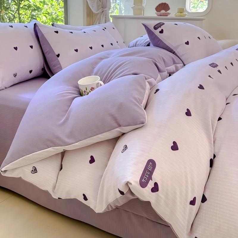 新疆包邮a类双层纱水洗棉四件套小清新碎花学生单双人床单