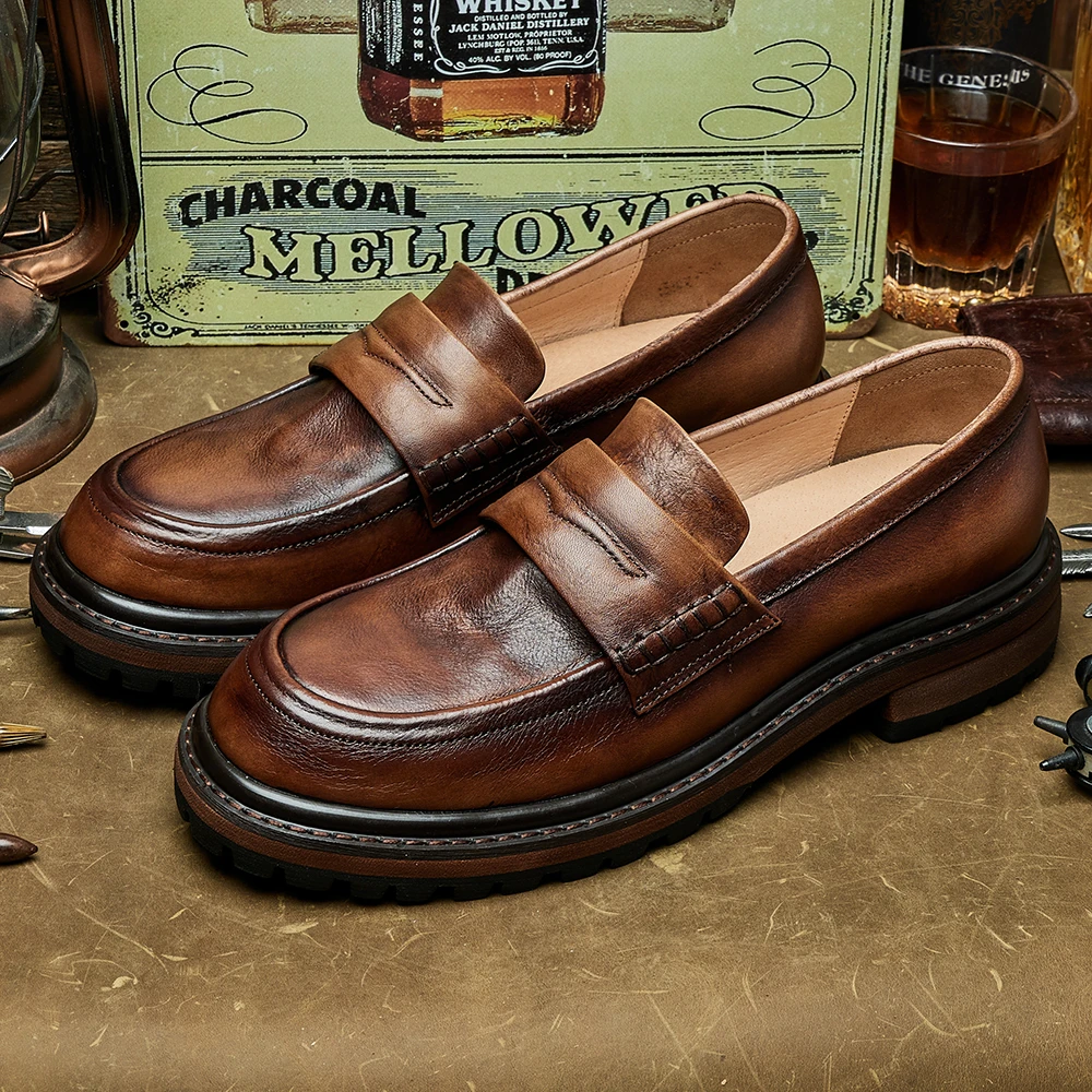 夏季乐福鞋男士商务套脚百搭英伦时尚潮男透气复古休闲皮鞋E328