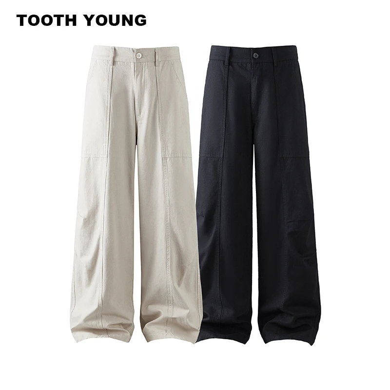 郑一爱穿搭 【工装线条裤】夏季纯色男生显瘦宽松大码休闲直筒裤