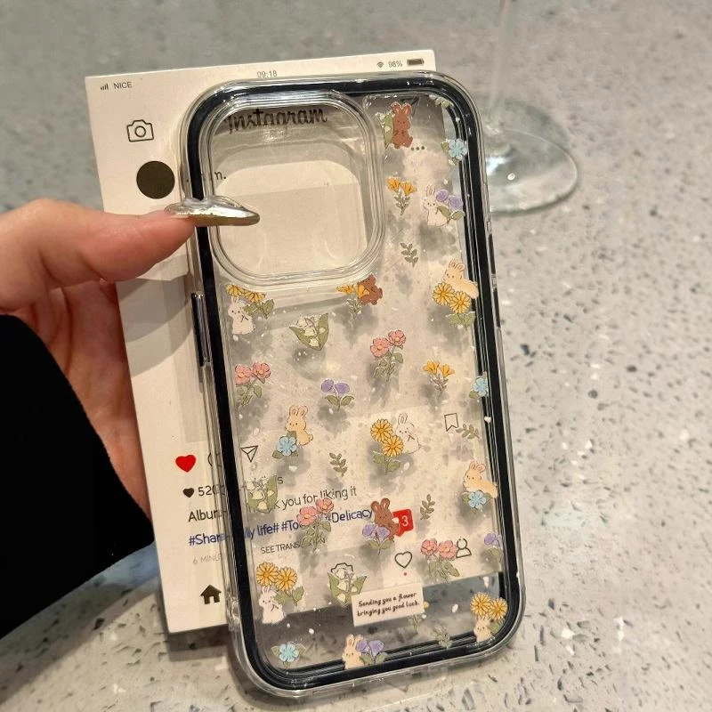 BANCAins少女碎花可爱小兔适用iphone16华为P70手机壳13苹果15/14