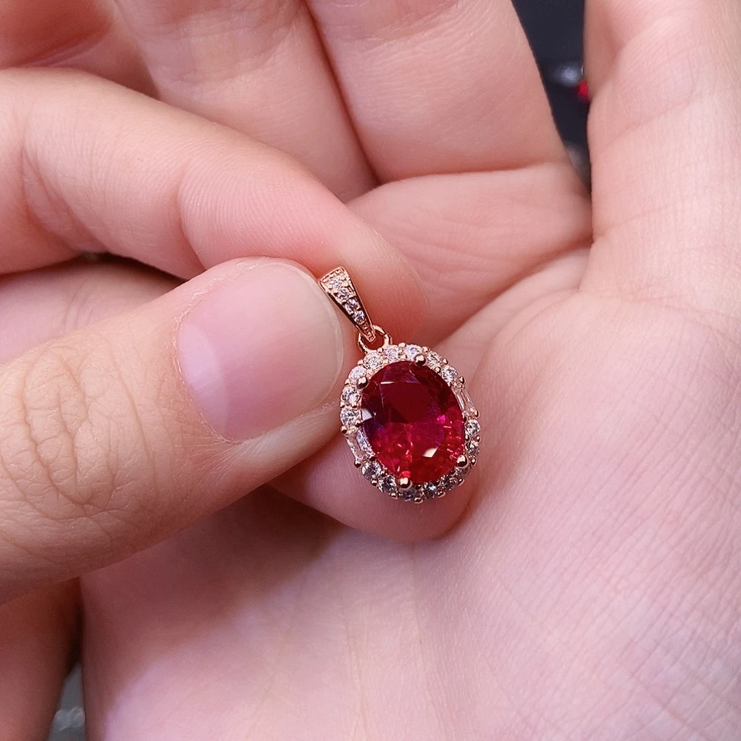 银S925镶嵌吊坠(赠链)红宝石