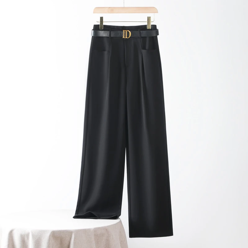 2025新款窄版西装阔腿裤女春夏高腰宽松垂感直筒休闲女裤春季长裤