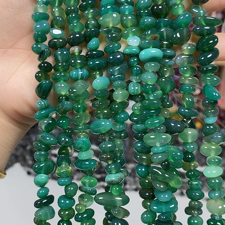 玛瑙/玉髓未镶嵌珠宝半成品绿玛瑙绕手4圈