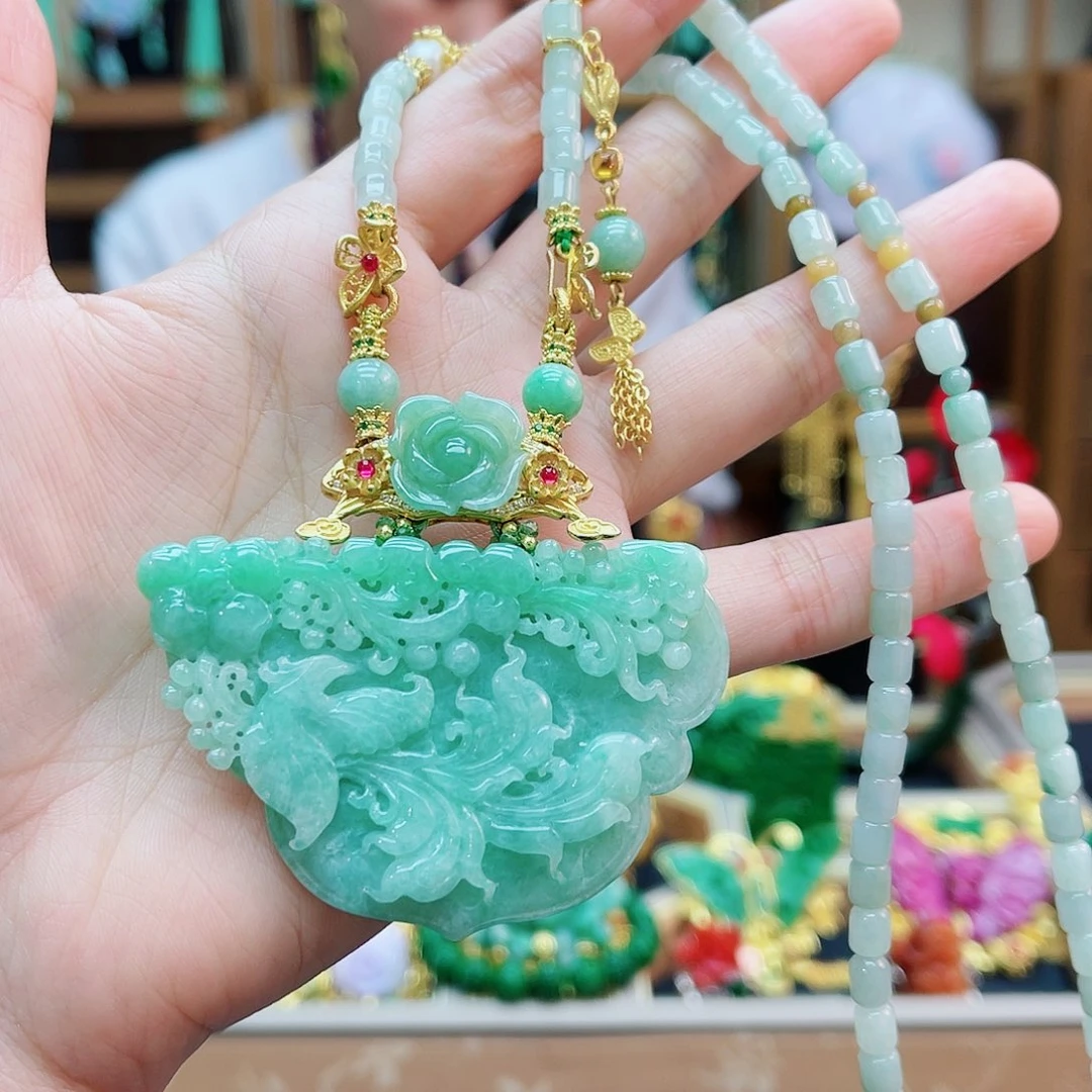 颈饰银S925镶嵌翡翠48小时鉴赏期1