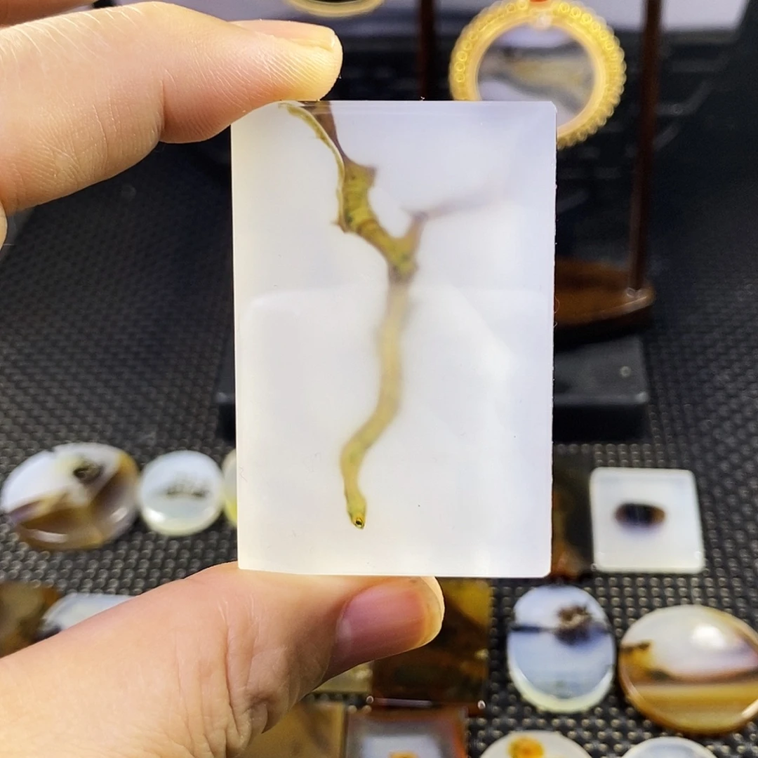 合成碳硅石非金属时尚图纹画面石饰品