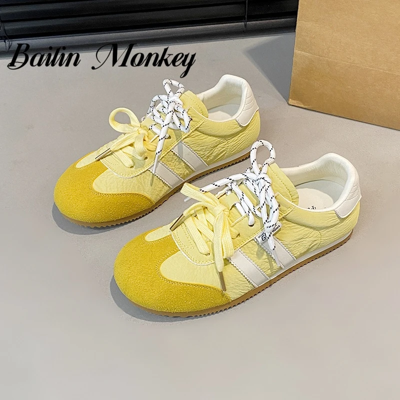 品牌圆头高级感阿甘德训鞋2025春季新款百搭舒适软底平休闲运动鞋