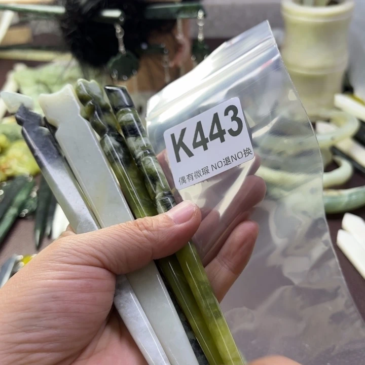 蛇纹石玉发饰合金欣*