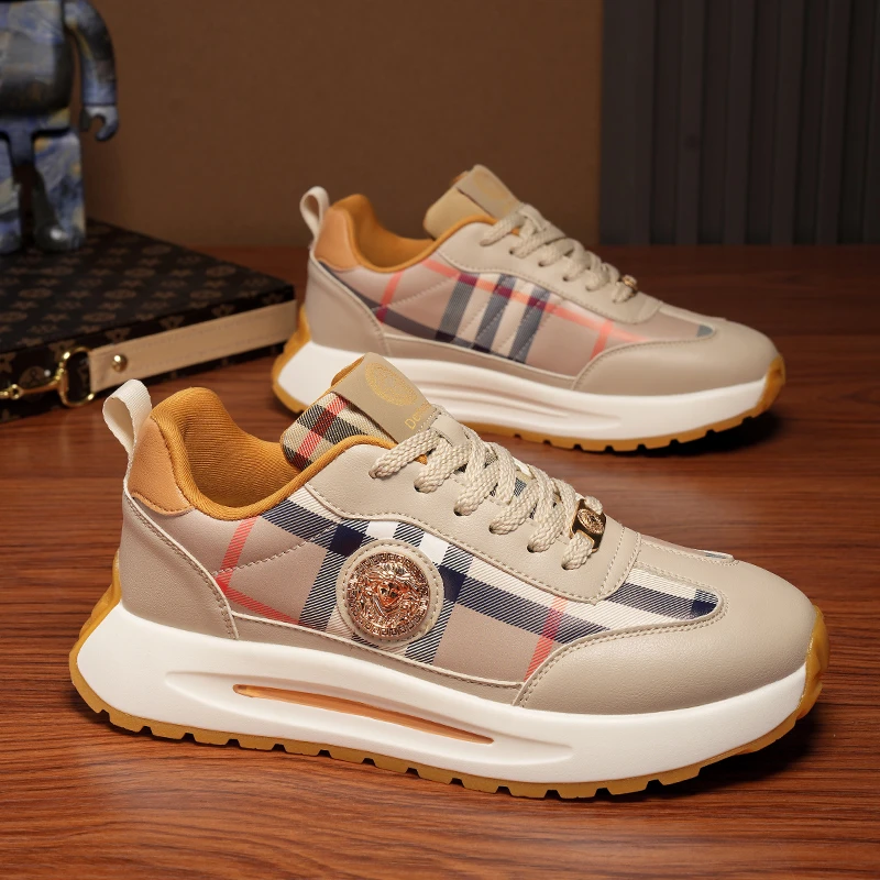 秋冬新款情侣轻奢手工定制时尚休闲鞋潮流百搭软底增高男士阿甘鞋