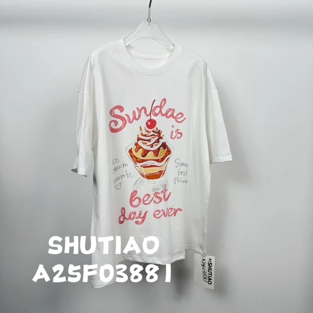 【SHUTIAO】2025夏季：新款小众设计款T恤A25F03881