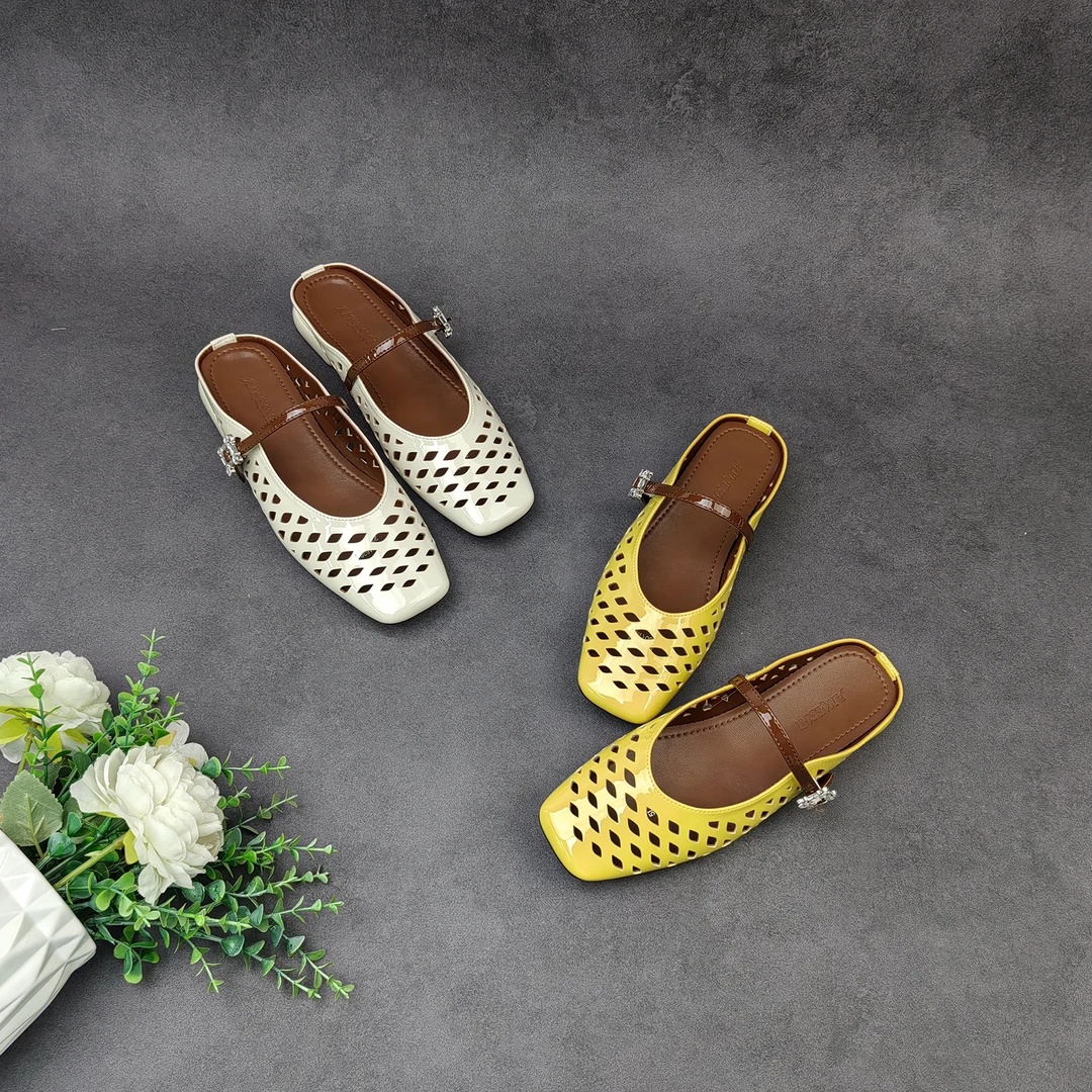 2025年春季新款包头拖镂空水钻轻奢洋气时尚女半拖拖鞋-11628